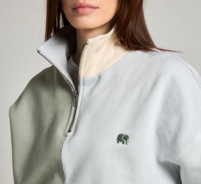 Color Block Oversized Quarter Zip Sweater